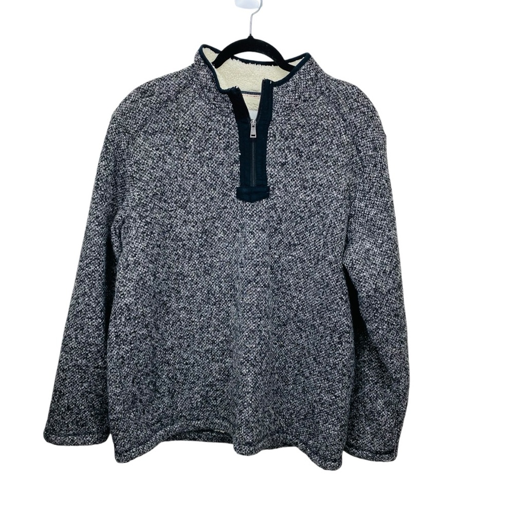ORVIS Mens  Pullover Sweater Gray XL Sherpa Lined Long Sleeve‎ Zip Heavy Sturdy